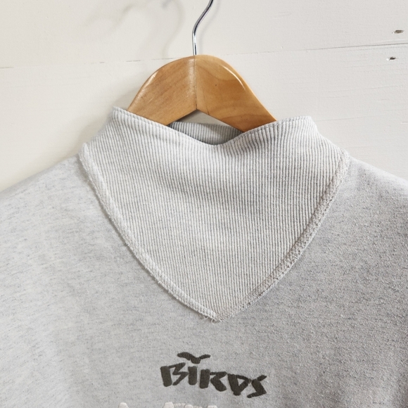 Vintage 90s Gray Birds Oversized Tunic Long Sweatshirt 1990s Preppy Graphic - Picture 4 of 7